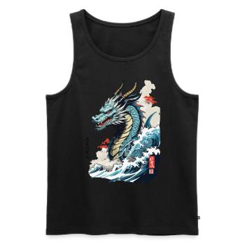Vintage Ukiyo-E Kunst Japanischer Drache mit Kanji - Männer Premium Bio Tank Top - Schwarz - Vorne - AI Model Male 178 light (178cm)