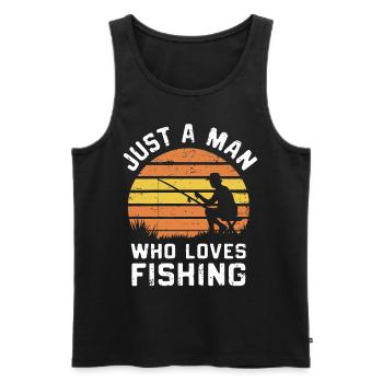 Simply a man who loves fishing Design - Men's Premium Organic Tank Top - black - Front - AI Model Male 178 light (178cm)