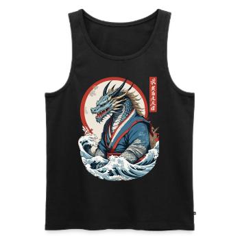 Dragon Anime Fan Style Japonais Vintage - Débardeur bio Premium Homme - noir - Devant - Michal (187cm)