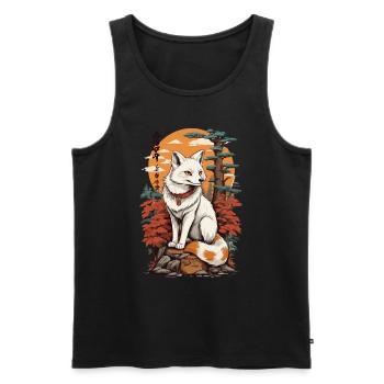 Masque Kitsune Japonais Anime Kawaii Renard Fantôme - Débardeur bio Premium Homme - noir - Devant - Michal (187cm)