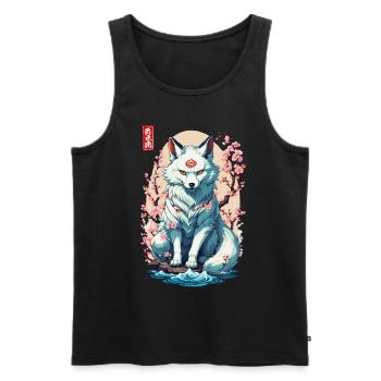 Conception esthétique du masque Kitsune et des fleurs de cerisier - Débardeur bio Premium Homme - noir - Devant - Michal (187cm)