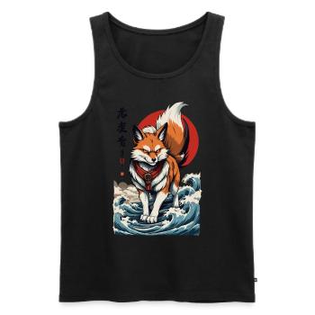 Vintage Ukiyo-E Style Kawaii Fox Spirit Japan - Men's Premium Organic Tank Top - black - Front - Michal (187cm)