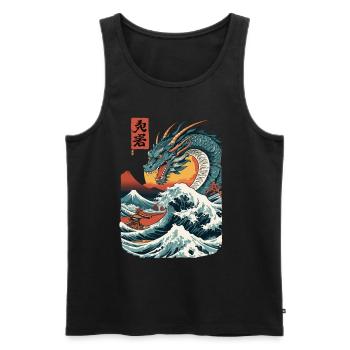 Vintage Ukiyo-E Kunst Drachen Anime Japan - Männer Premium Bio Tank Top - Schwarz - Vorne - AI Model Male 178 light (178cm)