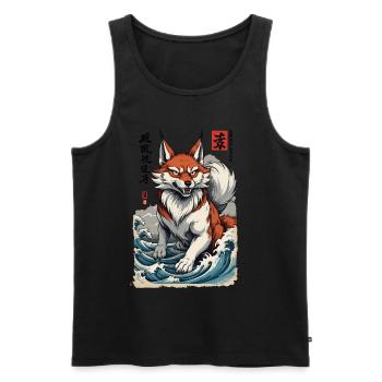 Vintage Ukiyo-E Style Japanese Kitsune Fox - Men's Premium Organic Tank Top - black - Front - Michal (187cm)