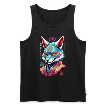 Japanese Kitsune Mask Kawaii Fox Spirit - Men's Premium Organic Tank Top - black - Front - Michal (187cm)