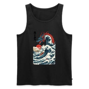 Vintage Ukiyo-E Kunst Japanischer Drache Design - Männer Premium Bio Tank Top - Schwarz - Vorne - AI Model Male 178 light (178cm)