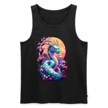 Dragon Anime Fan Dragon Japonais Vintage - Débardeur bio Premium Homme - noir - Devant - Michal (187cm)