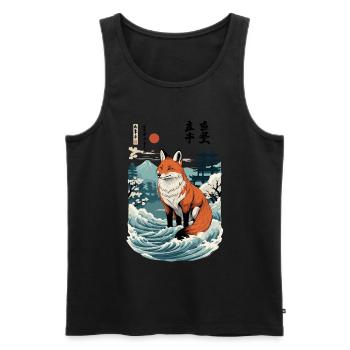 Ukiyo-E Kunst Stil Japanische Kitsune Fuchsgeist - Männer Premium Bio Tank Top - Schwarz - Vorne - AI Model Male 178 light (178cm)