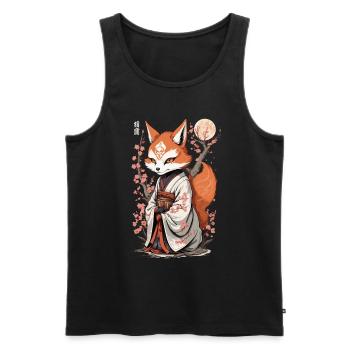 Esthétique Kawaii Kitsune Japonais Kitsune Yokai - Débardeur bio Premium Homme - noir - Devant - Michal (187cm)