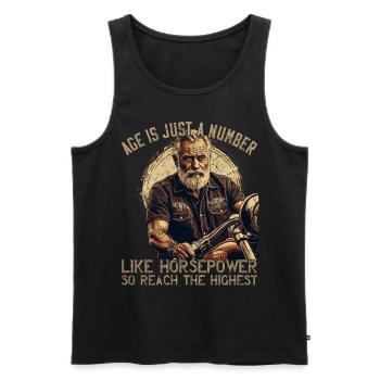 Lustiger Biker Opa Vintage Motorrad Retro Style - Männer Premium Bio Tank Top - Schwarz - Vorne - Michal (187cm)