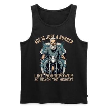 Lustiger Biker Opa Vintage Motorrad Retro Style - Männer Premium Bio Tank Top - Schwarz - Vorne - Michal (187cm)