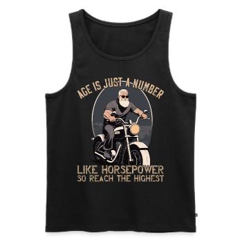 Lustiger Biker Opa Vintage Motorrad Retro Style - Männer Premium Bio Tank Top - Schwarz - Vorne - Michal (187cm)