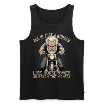 Lustiger Biker Opa Vintage Motorrad Retro Style - Männer Premium Bio Tank Top - Schwarz - Vorne - Michal (187cm)
