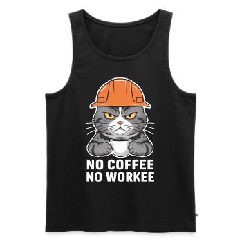 Pas de café pas de travail Conception de chat - Débardeur bio Premium Homme - noir - Devant - AI Model Male 178 light (178cm)