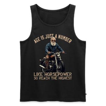 Lustiger Biker Opa Vintage Motorrad Retro Style - Männer Premium Bio Tank Top - Schwarz - Vorne - Michal (187cm)