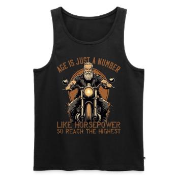 Lustiger Biker Opa Vintage Motorrad Retro Style - Männer Premium Bio Tank Top - Schwarz - Vorne - Michal (187cm)