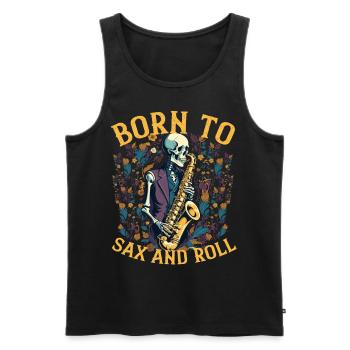 Saxophonist Rocker Lustiges Jazz Musik Design - Männer Premium Bio Tank Top - Schwarz - Vorne - Michal (187cm)