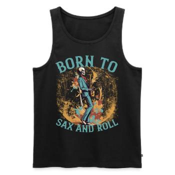 Saxophonist Rock Lustiges Jazz Musik Design - Männer Premium Bio Tank Top - Schwarz - Vorne - Michal (187cm)