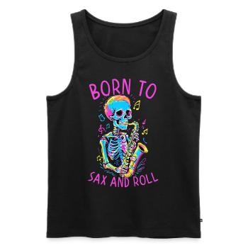 Zum Saxophonisten Geboren Lustiges Jazz Design - Männer Premium Bio Tank Top - Schwarz - Vorne - Michal (187cm)