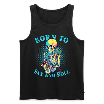 Geborener Saxophonspieler Lustiges Jazz Design - Männer Premium Bio Tank Top - Schwarz - Vorne - Michal (187cm)
