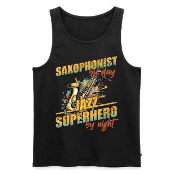 Lustiger Saxophon Spruch Jazz Musik Design - Männer Premium Bio Tank Top - Schwarz - Vorne - Michal (187cm)