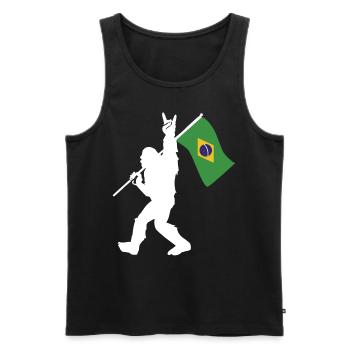 Bigfoot mit Brasilianischer Flagge - Männer Premium Bio Tank Top - Schwarz - Vorne - AI Model Male 178 light (178cm)