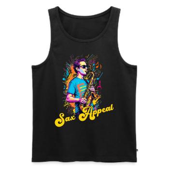 Funny Saxophone Design Jazz Music Lover - Men's Premium Organic Tank Top - black - Front - Michal (187cm)