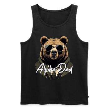 Alpha Dad Drôle Ours Père Style Parfait - Débardeur bio Premium Homme - noir - Devant - AI Model Male 178 light (178cm)