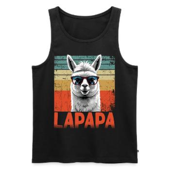 Lapapa Lustiger Lama Papa Perfekter Vatertag Style - Männer Premium Bio Tank Top - Schwarz - Vorne - Michal (187cm)