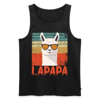 Lapapa Funny Llama Father Perfect Style - Men's Premium Organic Tank Top - black - Front - Michal (187cm)