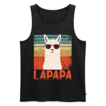 Lapapa Funny Llama Father Perfect Style - Men's Premium Organic Tank Top - black - Front - Michal (187cm)