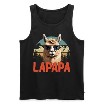 Lapapa Funny Llama Father Perfect Style - Men's Premium Organic Tank Top - black - Front - Michal (187cm)