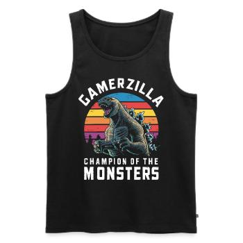 Gamerzilla champion de la conception de monstres - Débardeur bio Premium Homme - noir - Devant - Michal (187cm)