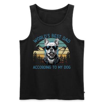 Meilleur chien du monde papa bouledogue français - Débardeur bio Premium Homme - noir - Devant - Michal (187cm)