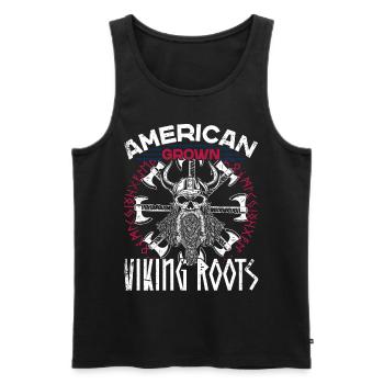 Proud American Viking Nordic Roots - Men's Premium Organic Tank Top - black - Front - Michal (187cm)
