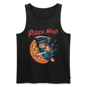 Pizza Mind Ninja Katze Design - Männer Premium Bio Tank Top - Schwarz - Vorne - AI Model Male 178 light (178cm)