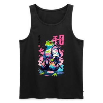 Samouraï Grenouille Esthétique Vaporwave Style Japon - Débardeur bio Premium Homme - noir - Devant - Michal (187cm)