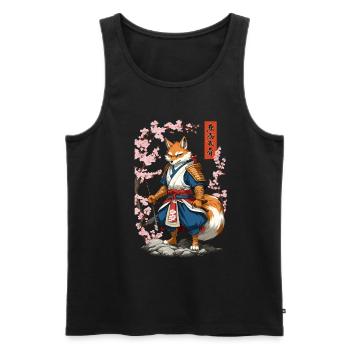 Kitsune Samurai Fox Vintage Ukiyo-e Style - Débardeur bio Premium Homme - noir - Devant - Michal (187cm)