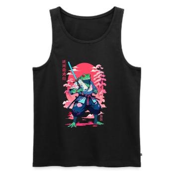 Samouraï Grenouille Esthétique Vaporwave Style Japon - Débardeur bio Premium Homme - noir - Devant - Michal (187cm)