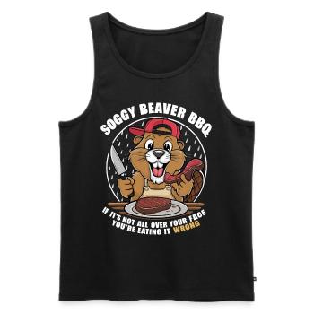 Soggy Beaver BBQ Lustiges Grill-Design - Männer Premium Bio Tank Top - Schwarz - Vorne - Michal (187cm)