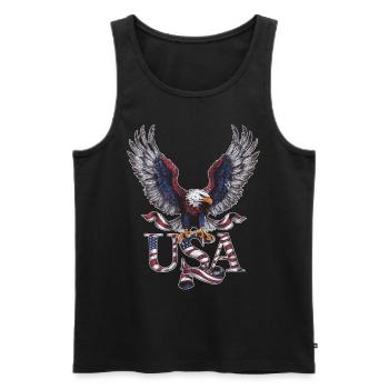 Patriotic USA Eagle Design - Men's Premium Organic Tank Top - black - Front - AI Model Male 178 light (178cm)