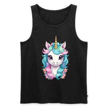 Couleurs pastel Licornes drôles Licorne mignonne - Débardeur bio Premium Homme - noir - Devant - AI Model Male 178 light (178cm)