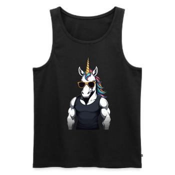 Papa Einhorn Lustiges Vatertag Design - Männer Premium Bio Tank Top - Schwarz - Vorne - Michal (187cm)