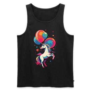 Licornes drôles Licorne mignonne couleurs vives - Débardeur bio Premium Homme - noir - Devant - AI Model Male 178 light (178cm)