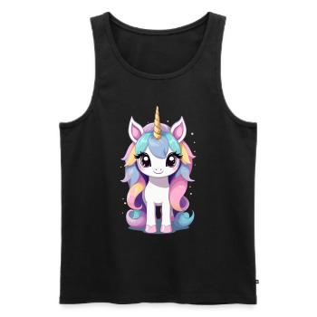 Pastell Farben Einhorn Liebhaber Design - Männer Premium Bio Tank Top - Schwarz - Vorne - AI Model Male 178 light (178cm)