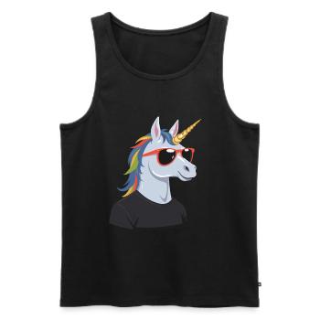 Papa Einhorn Lustiges Vatertag Design - Männer Premium Bio Tank Top - Schwarz - Vorne - Michal (187cm)