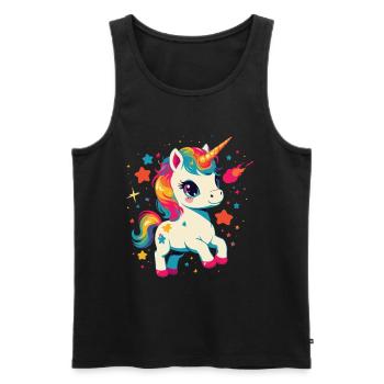 Fille Licorne d’anniversaire unique - Débardeur bio Premium Homme - noir - Devant - Michal (187cm)