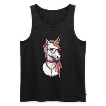 Maman Licorne Drôle Licornes Maman aimante - Débardeur bio Premium Homme - noir - Devant - Michal (187cm)