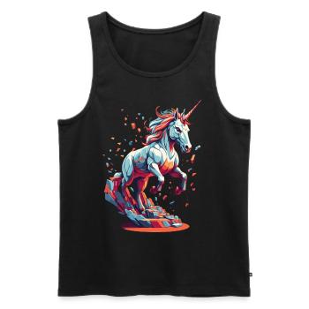 Amoureux de la licorne Licornes drôles Licorne mignonne - Débardeur bio Premium Homme - noir - Devant - AI Model Male 178 light (178cm)