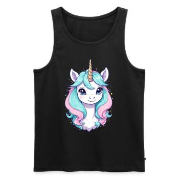 Couleurs pastel Licornes drôles pour Licorne - Débardeur bio Premium Homme - noir - Devant - AI Model Male 178 light (178cm)